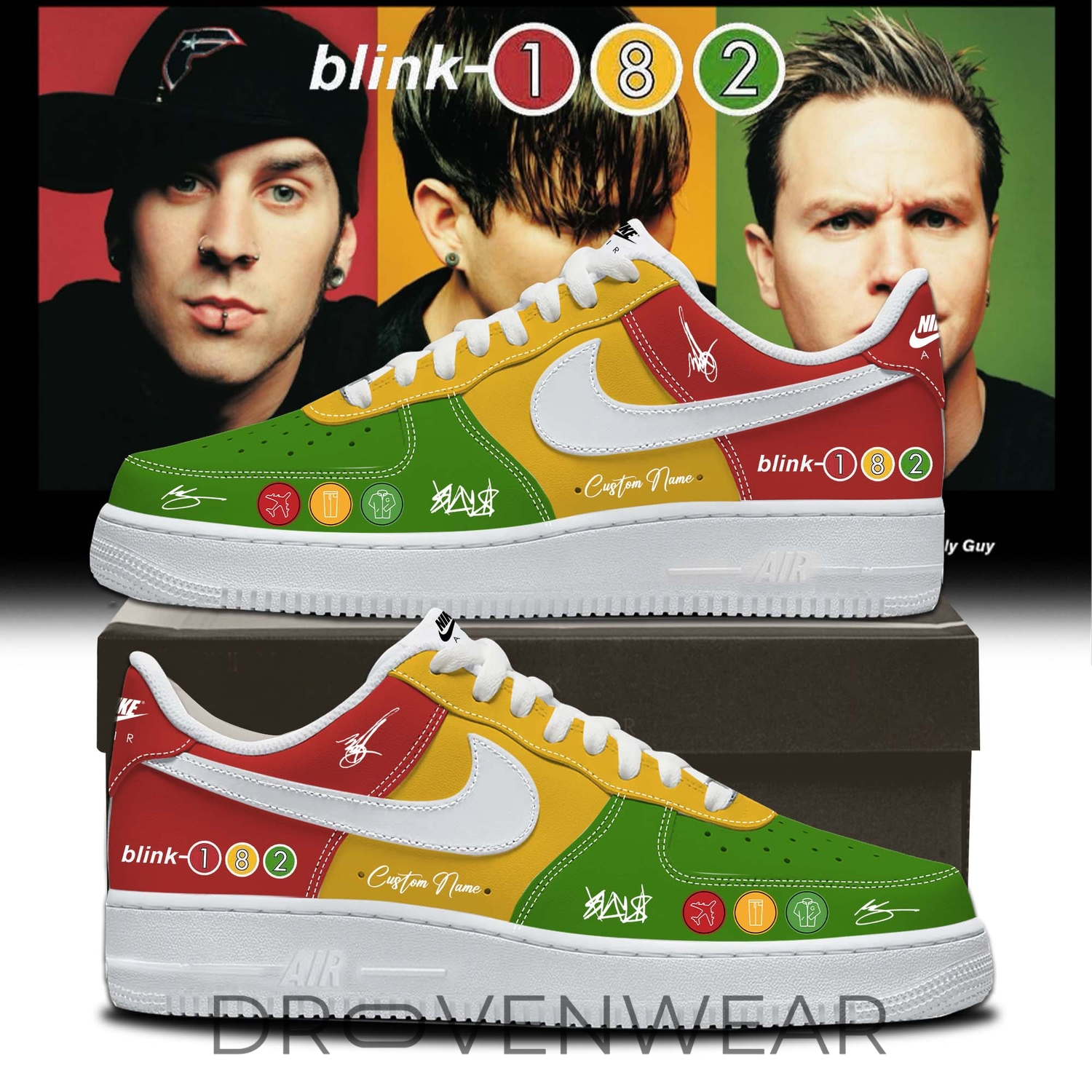 Blink-182 Take Off Your Pants and Jacket 25th Anniversary Day Pop-Up Limited Edition Air Force 1 Sneakers Blink-182 Take Off Your Pants and Jacket 25th Anniversary Day Pop-Up Limited Edition Air Force 1 Sneakers