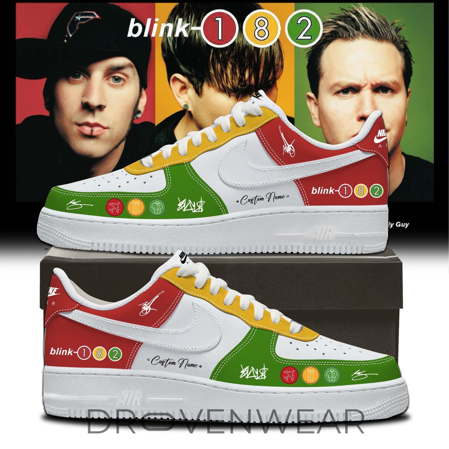 Blink-182 Take Off Your Pants and Jacket 25th Anniversary Day Pop-Up Limited Edition Air Force 1 Sneakers V2 Blink-182 Take Off Your Pants and Jacket 25th Anniversary Day Pop-Up Limited Edition Air Force 1 Sneakers V2