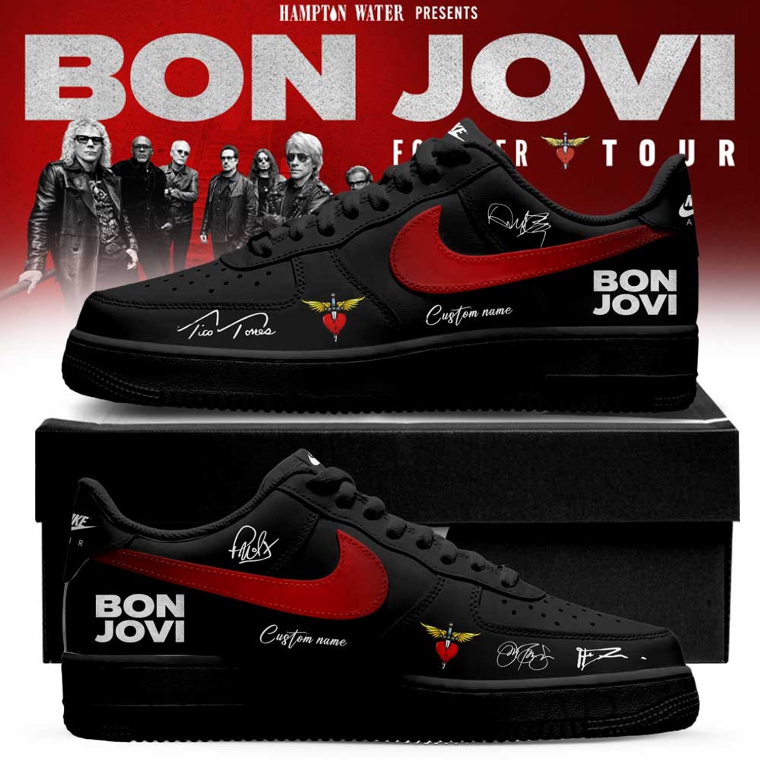 Bon Jovi - Forever Tour 2026 Signature Custom Name Black AF1 Shoes Bon Jovi - Forever Tour 2026 Signature Custom Name Black AF1 Shoes