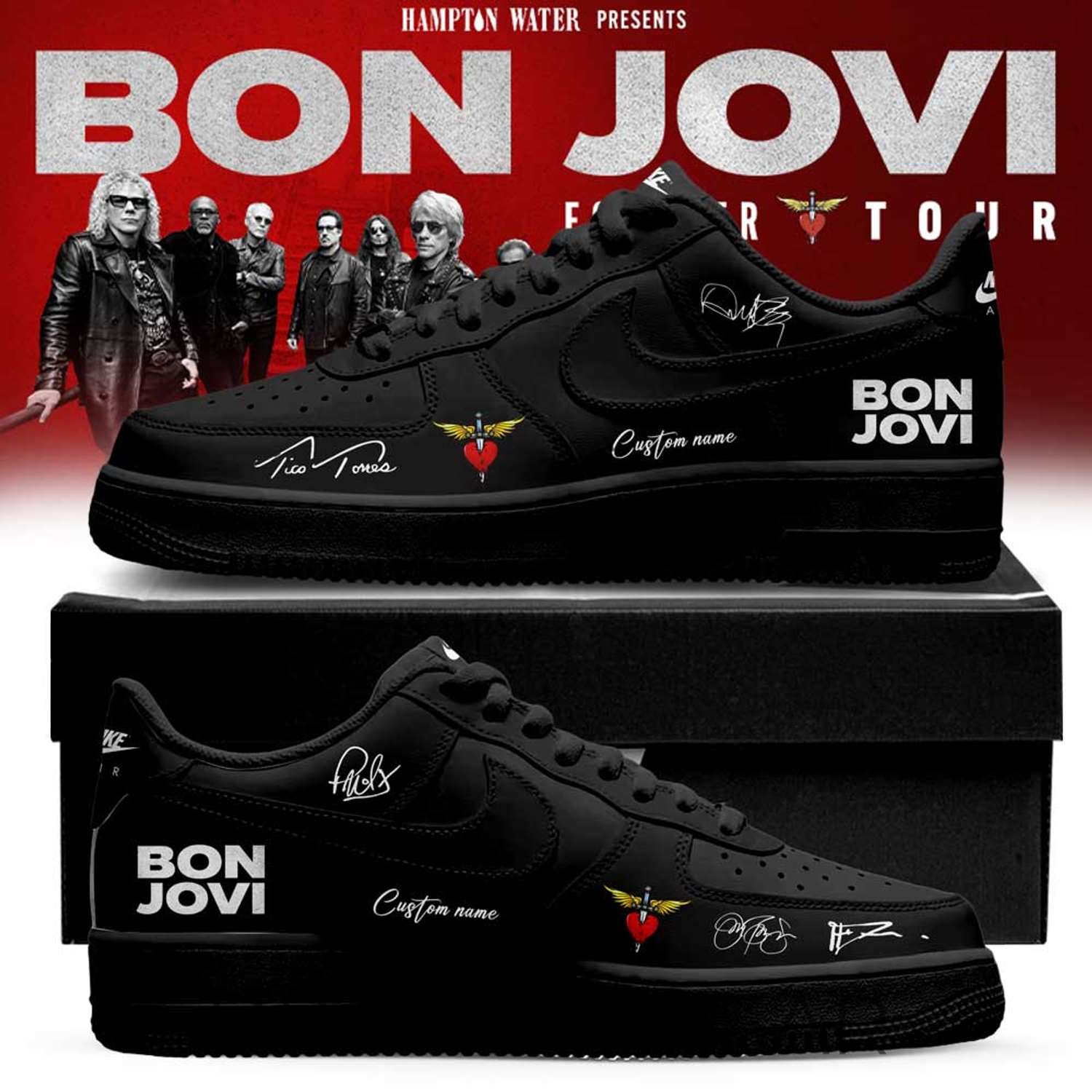 Bon Jovi - Forever Tour 2026 Signature Custom Name Black AF1 Shoes V3 Bon Jovi - Forever Tour 2026 Signature Custom Name Black AF1 Shoes V3