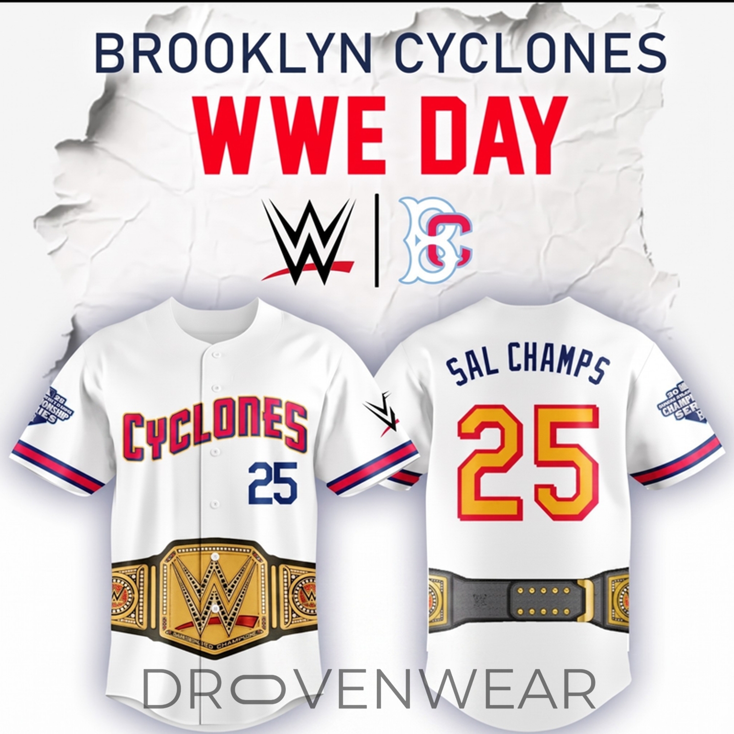 Brooklyn Cyclones WWE Day 2026 Collector Baseball Jersey Brooklyn Cyclones WWE Day 2026 Collector Baseball Jersey