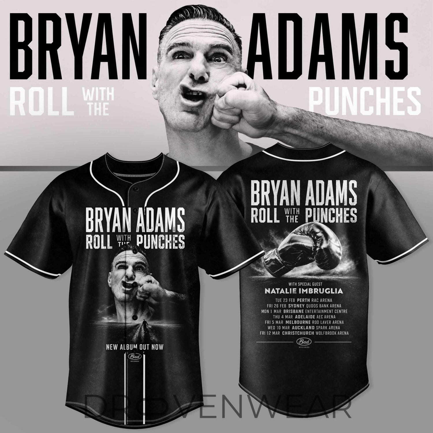 Bryan Adams - Roll With The Punches Tour Baseball Jersey Bryan Adams - Roll With The Punches Tour Baseball Jersey
