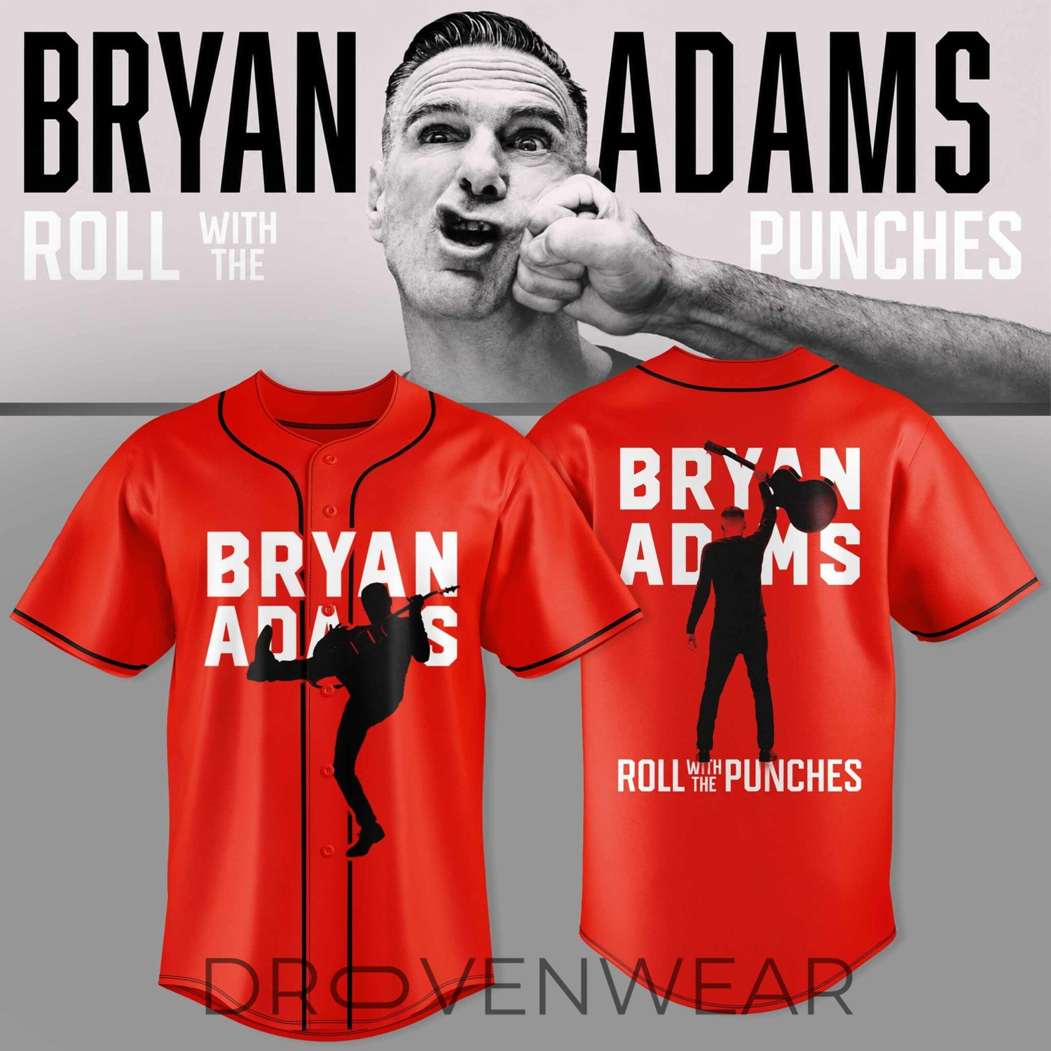 Bryan Adams - Roll With The Punches Tour Baseball Jersey V2 Bryan Adams - Roll With The Punches Tour Baseball Jersey V2