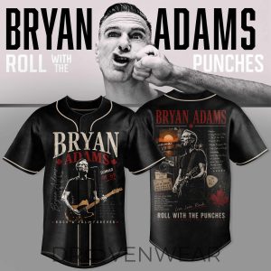 Bryan Adams Roll With The Punches Tour Baseball Jersey V4 by Drovenwear.com