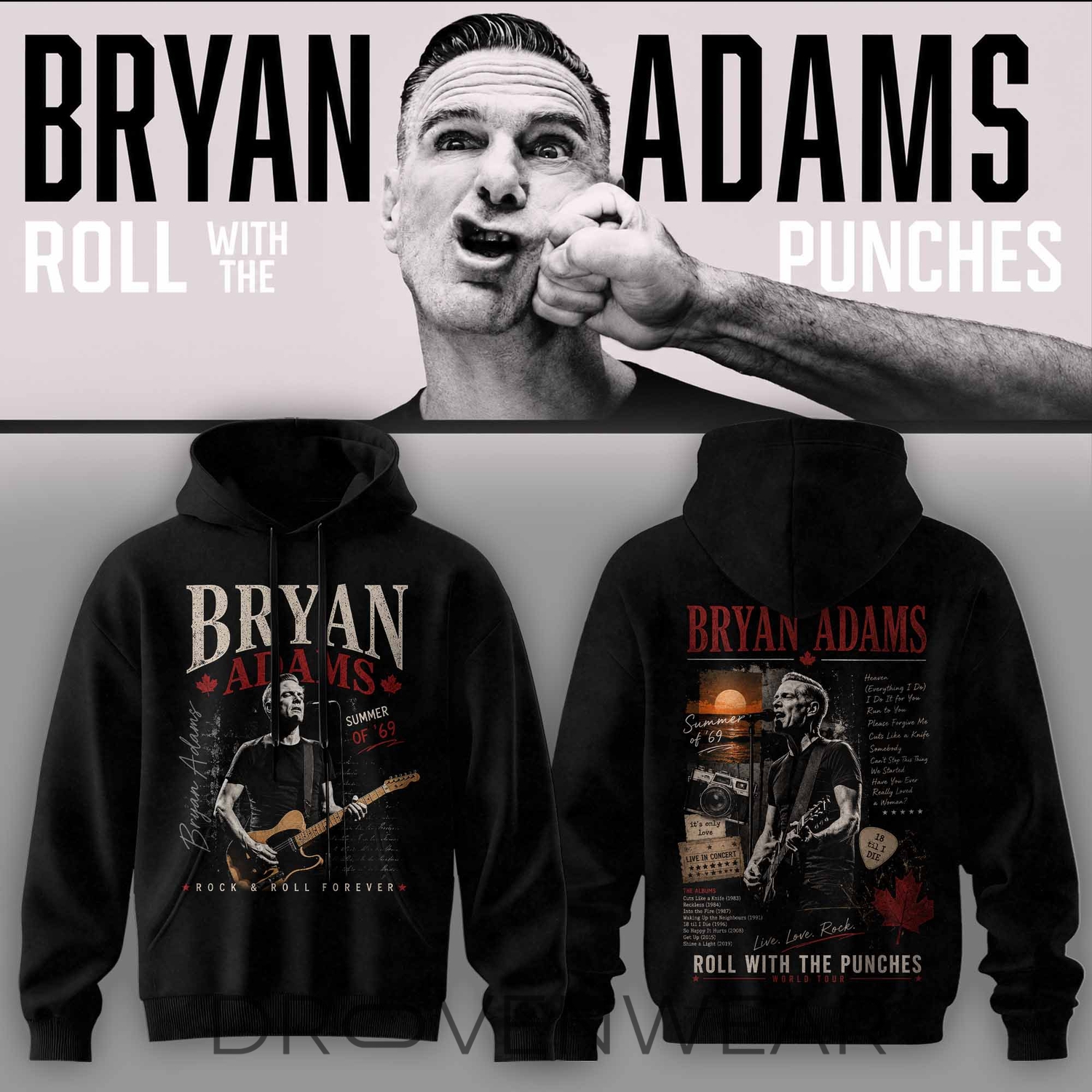 Bryan Adams - Roll With The Punches Tour Hoodie V4 Bryan Adams - Roll With The Punches Tour Hoodie V4