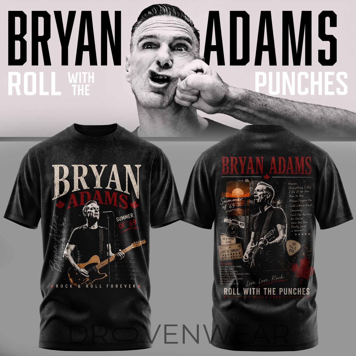 Bryan Adams - Roll With The Punches Tour Tshirt V4 Bryan Adams - Roll With The Punches Tour Tshirt V4