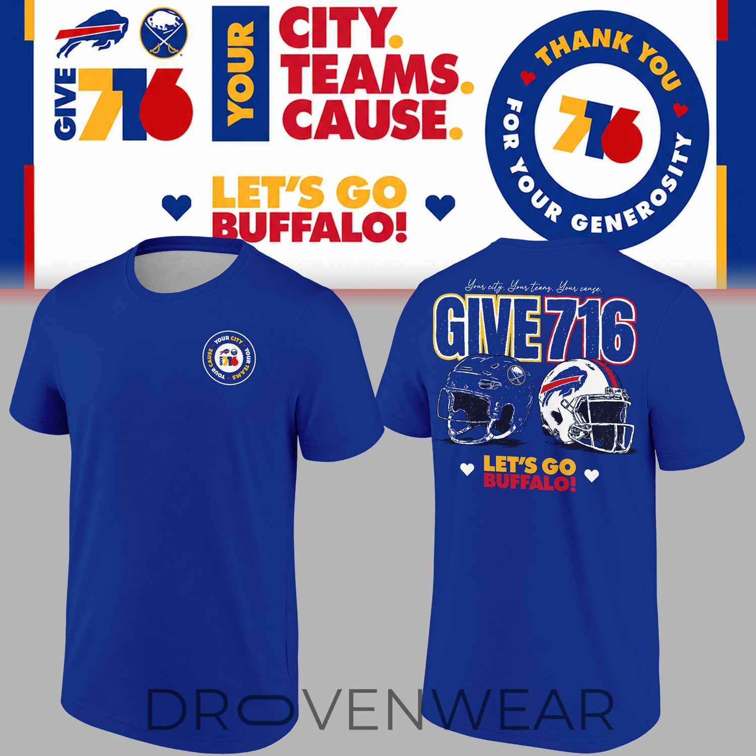 Buffalo Bills x Buffalo Sabres "Your City Your Teams Your Cause" Give 716 Special Shirt Buffalo Bills x Buffalo Sabres "Your City Your Teams Your Cause" Give 716 Special Shirt