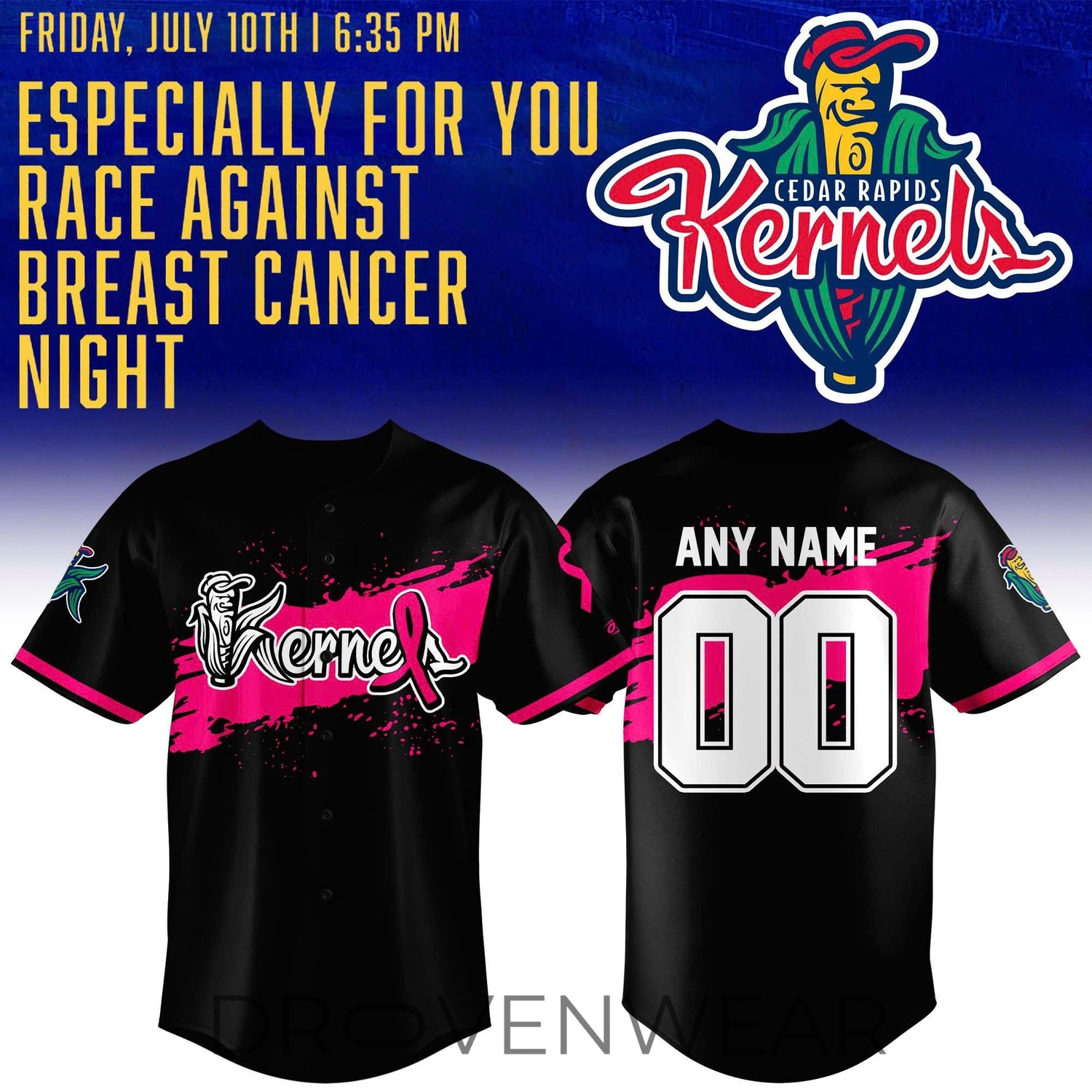 Cedar Rapids Kernels x Breast Cancer Pink Ribbon Black 2026 Baseball Jersey Cedar Rapids Kernels x Breast Cancer Pink Ribbon Black 2026 Baseball Jersey