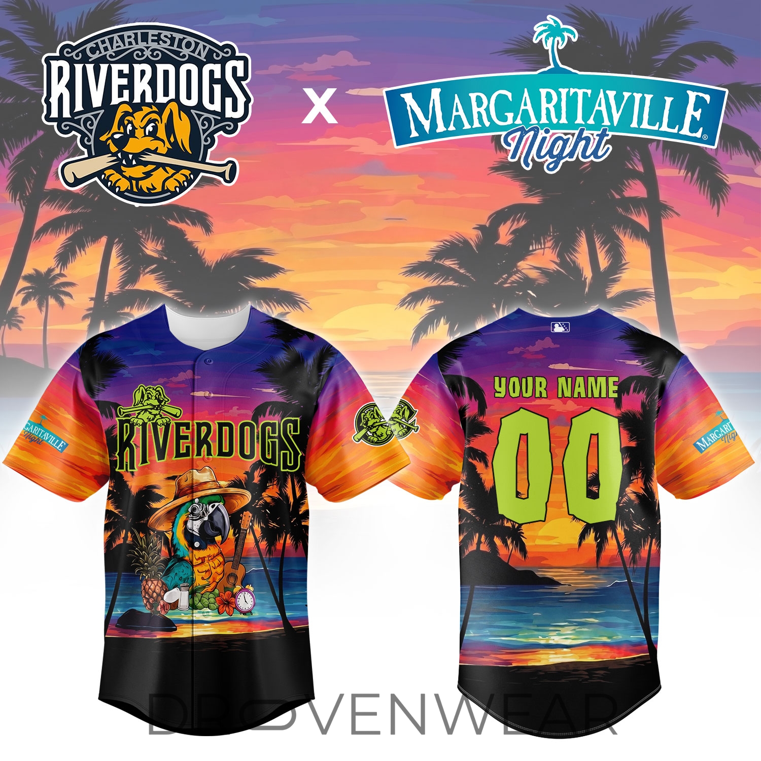 Charleston River Dogs Marvel Margaritaville Night Limited Custom Jersey Charleston River Dogs Marvel Margaritaville Night Limited Custom Jersey