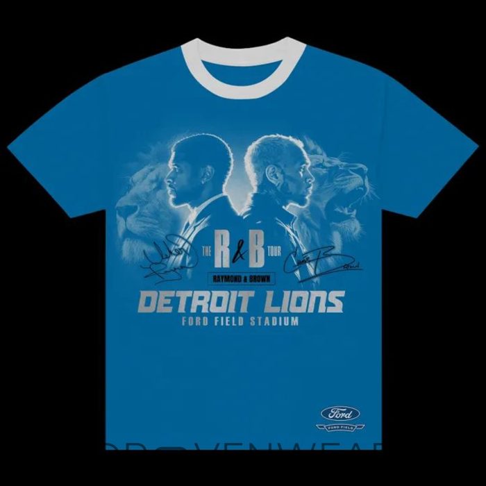 Chris Brown & Usher Raymond x Detroit Lions "The R&B Tour" at Ford Field Shirt - Image 5