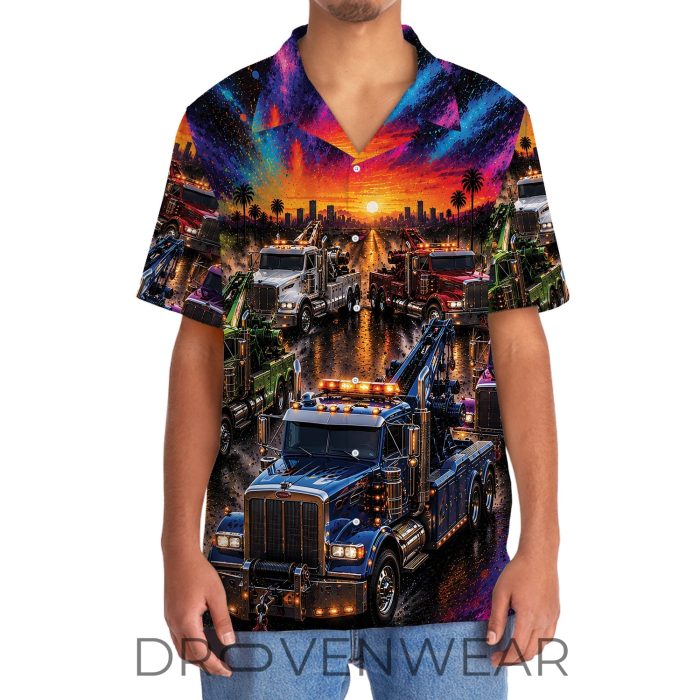 Color Blast Tow Truck Hawaiian Shirt for Truck Lovers - Image 5