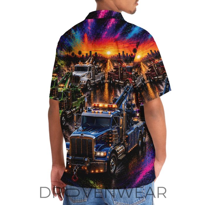 Color Blast Tow Truck Hawaiian Shirt for Truck Lovers - Image 6