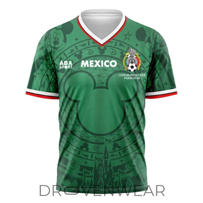 Custom Mexico FIFA World Cup 2026 Mickey Inspired V-Neck Jersey with Name and Number - Image 2