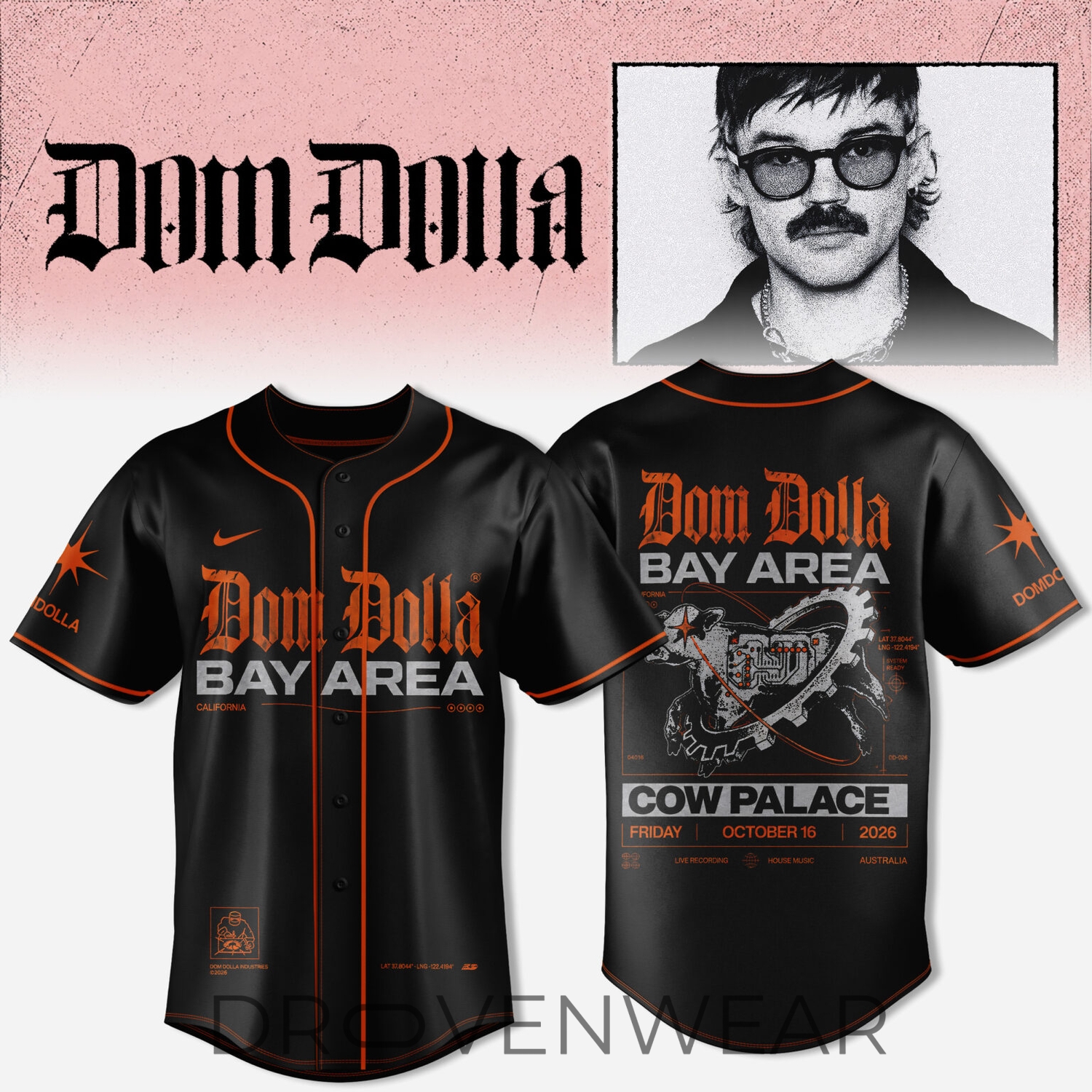 DOM Dolla Tour 2026 Limited Edition Baseball Jersey V3 DOM Dolla Tour 2026 Limited Edition Baseball Jersey V3
