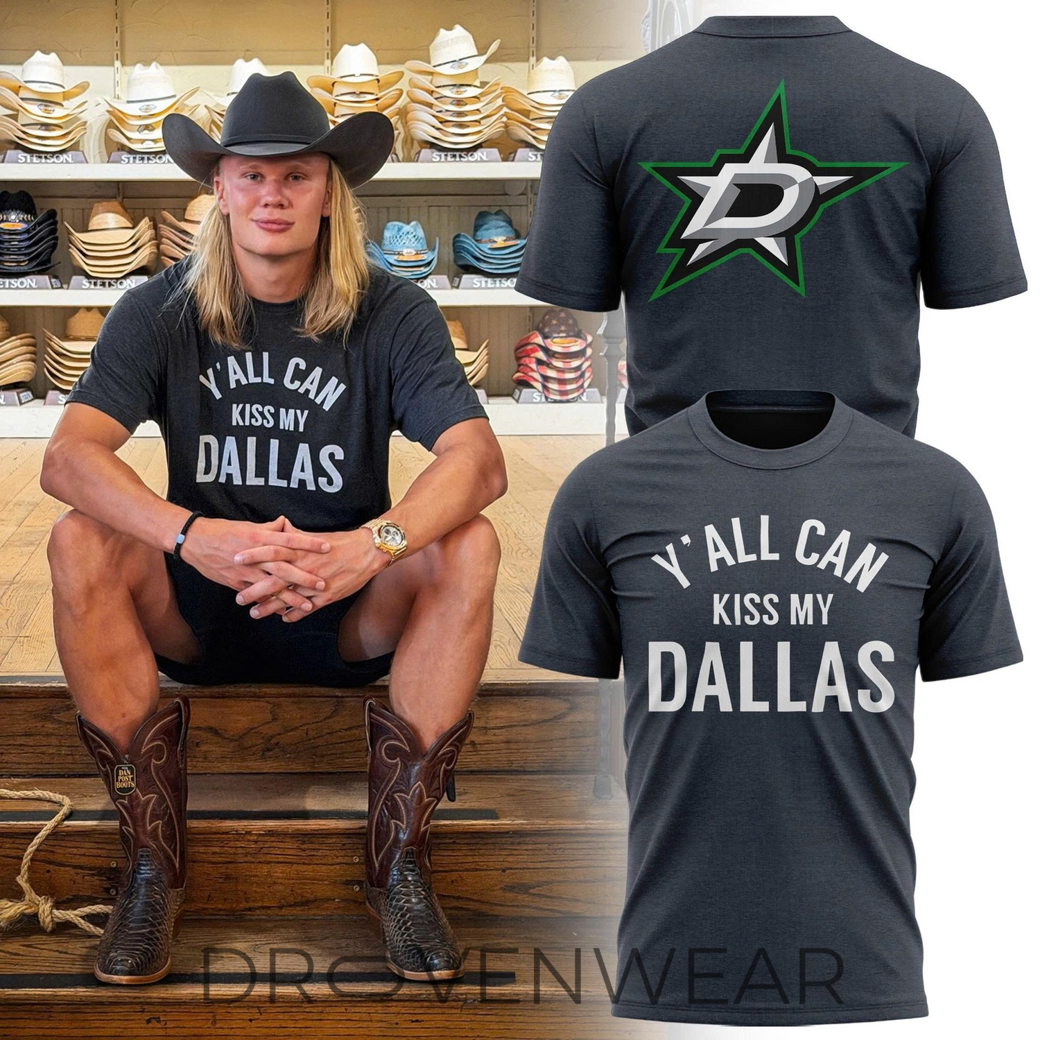 Dallas Stars x Erling Haaland Y'all Can Kiss My Dallas Hoodie Dallas Stars x Erling Haaland Y'all Can Kiss My Dallas Hoodie