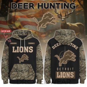 Detroit Lions Deer Hunting Limited Edition Hoodie by Drovenwear.com
