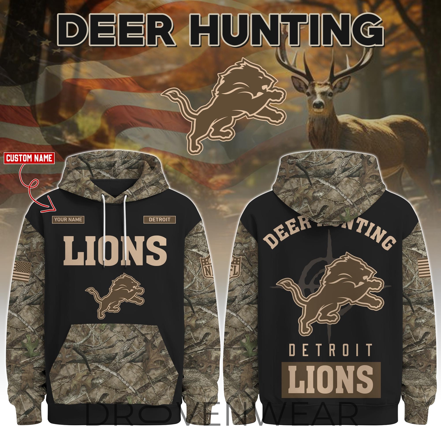 Detroit Lions Deer Hunting Limited Edition Hoodie Detroit Lions Deer Hunting Limited Edition Hoodie