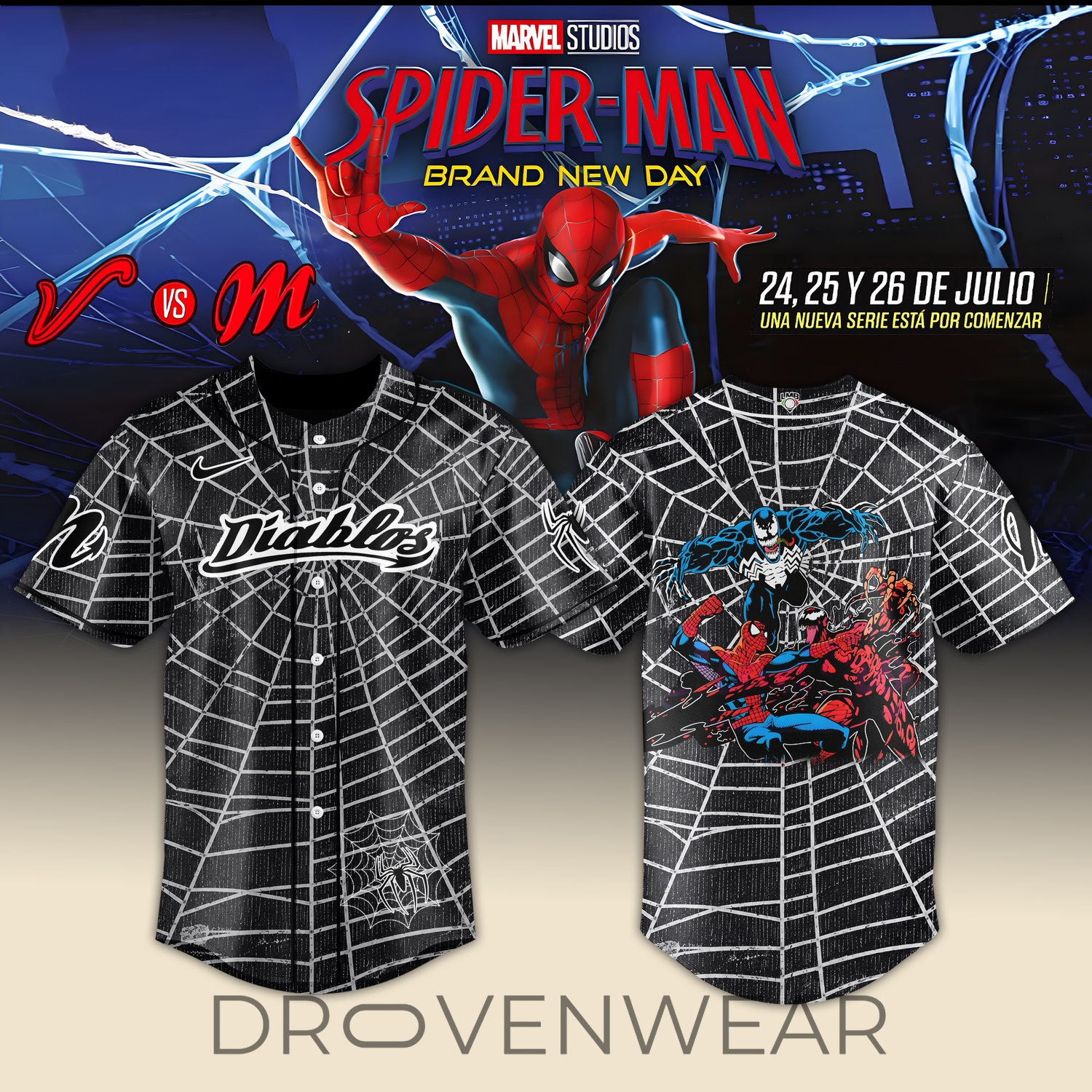Diablos Rojos Del Mexico X X Spider Man Brand New Day 2026 Jersey Black Diablos Rojos Del Mexico X X Spider Man Brand New Day 2026 Jersey Black