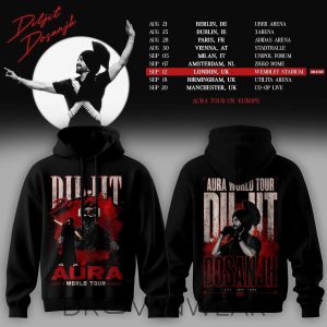 Diljit Dosanjh Aura World Tour 26 Europe UK Edition Hoodie by Drovenwear.com