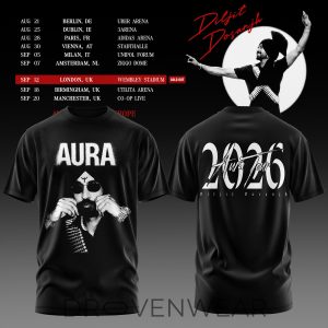 Diljit Dosanjhs Aura World Tour 2026 Black Edition Tee by Drovenwear.com