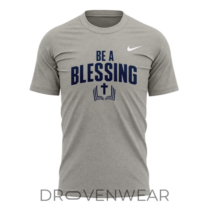 Drake Maye Be A Blessing Graphic T-Shirt 2026 Gray New England Patriots Fan Apparel - Image 2
