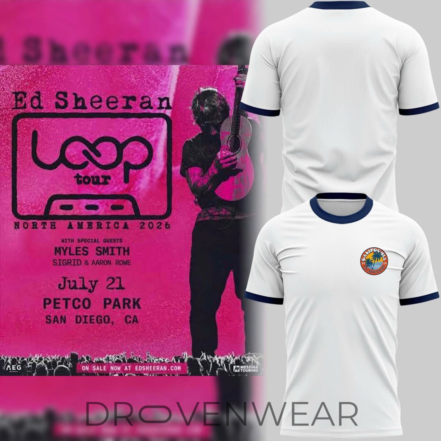 Ed Sheeran Loop Tour California 2026 Concert Graphic T-Shirt Ed Sheeran Loop Tour California 2026 Concert Graphic T-Shirt