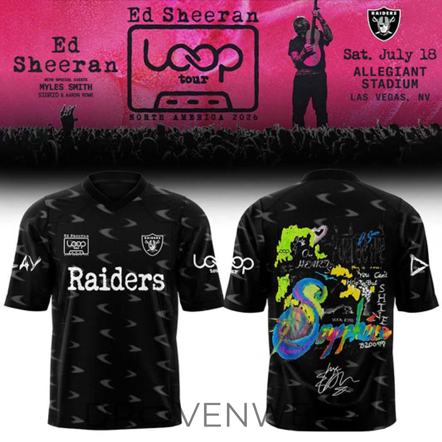 Ed Sheeran The Loop Tour 2026 Allegiant Stadium Signature Limited Edition Football Jersey Ed Sheeran The Loop Tour 2026 Allegiant Stadium Signature Limited Edition Football Jersey