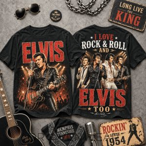 Elvis Presley King Of Rock And Roll Vintage Tee by Drovenwear.com