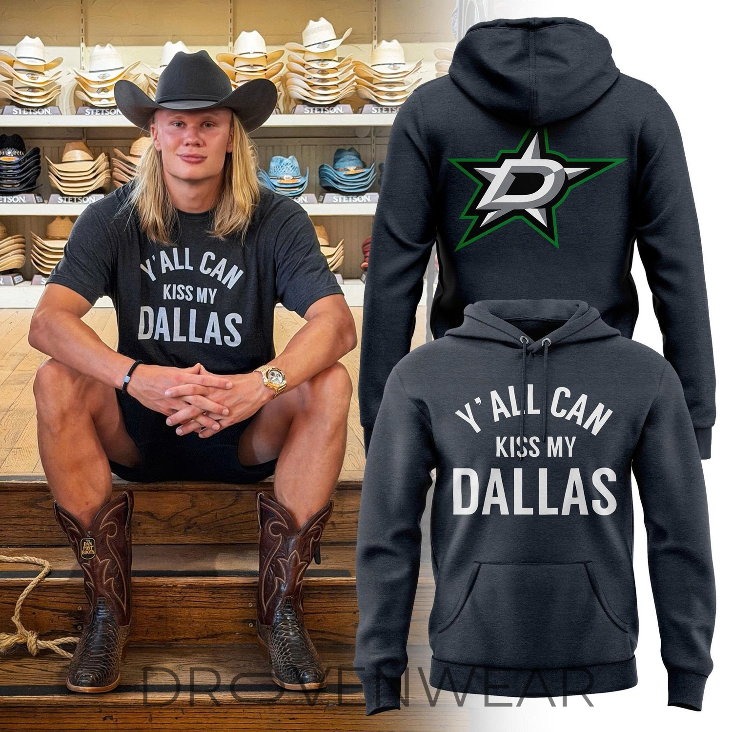 Erling Haaland Y'all Can Kiss My Dallas Hoodie Erling Haaland Y'all Can Kiss My Dallas Hoodie