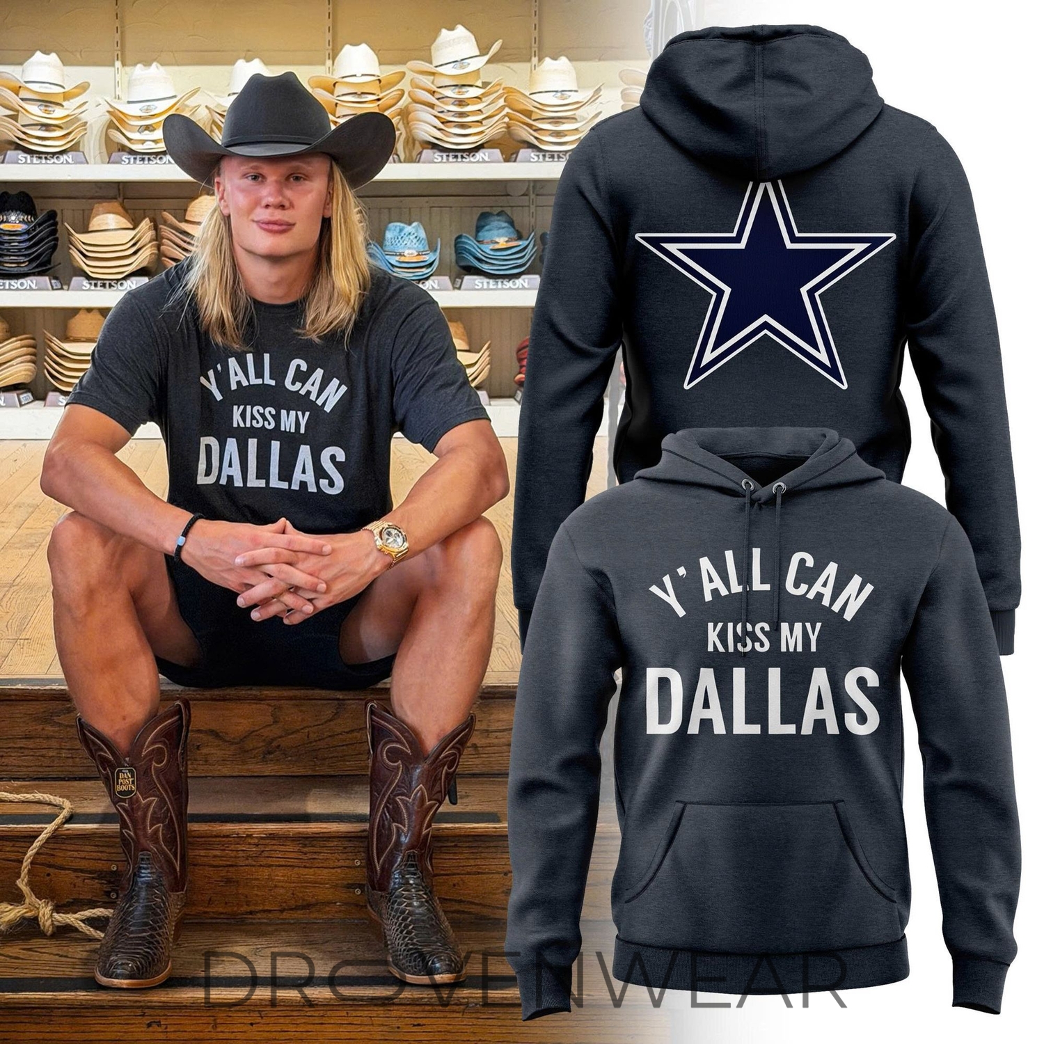 Erling Haaland Y'all Can Kiss My Dallas Hoodie Erling Haaland Y'all Can Kiss My Dallas Hoodie