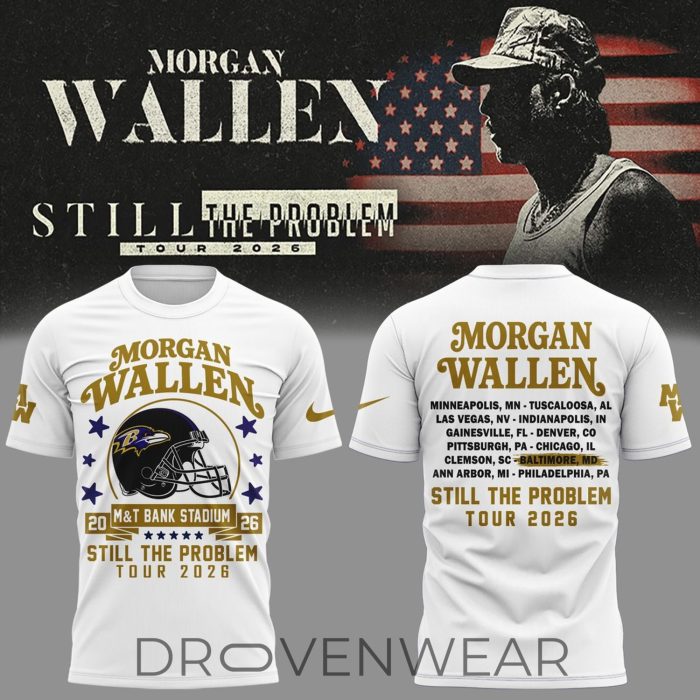 Exclusive Morgan Wallen x Baltimore Ravens - Still The Problem Tour 2026 T-Shirt - Image 2