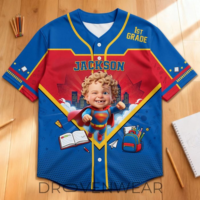 Flying To Back To School Kid Baseball Jersey - Custom Photo Gifts For Kids 04qhti - Image 2