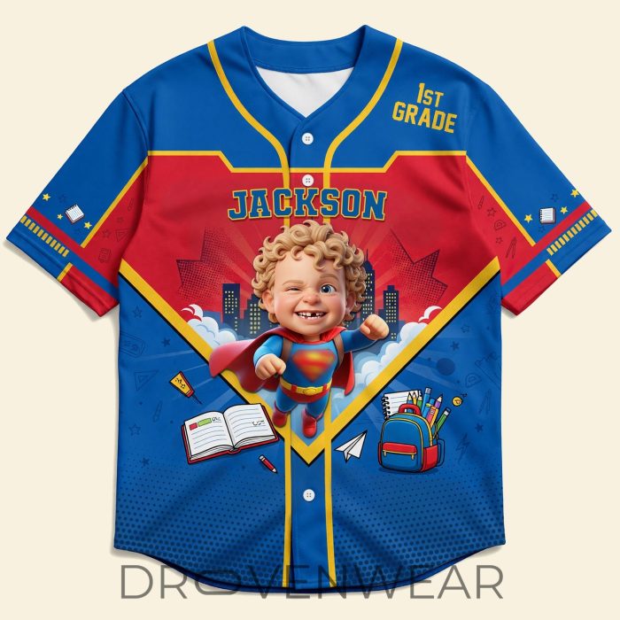 Flying To Back To School Kid Baseball Jersey - Custom Photo Gifts For Kids 04qhti - Image 3