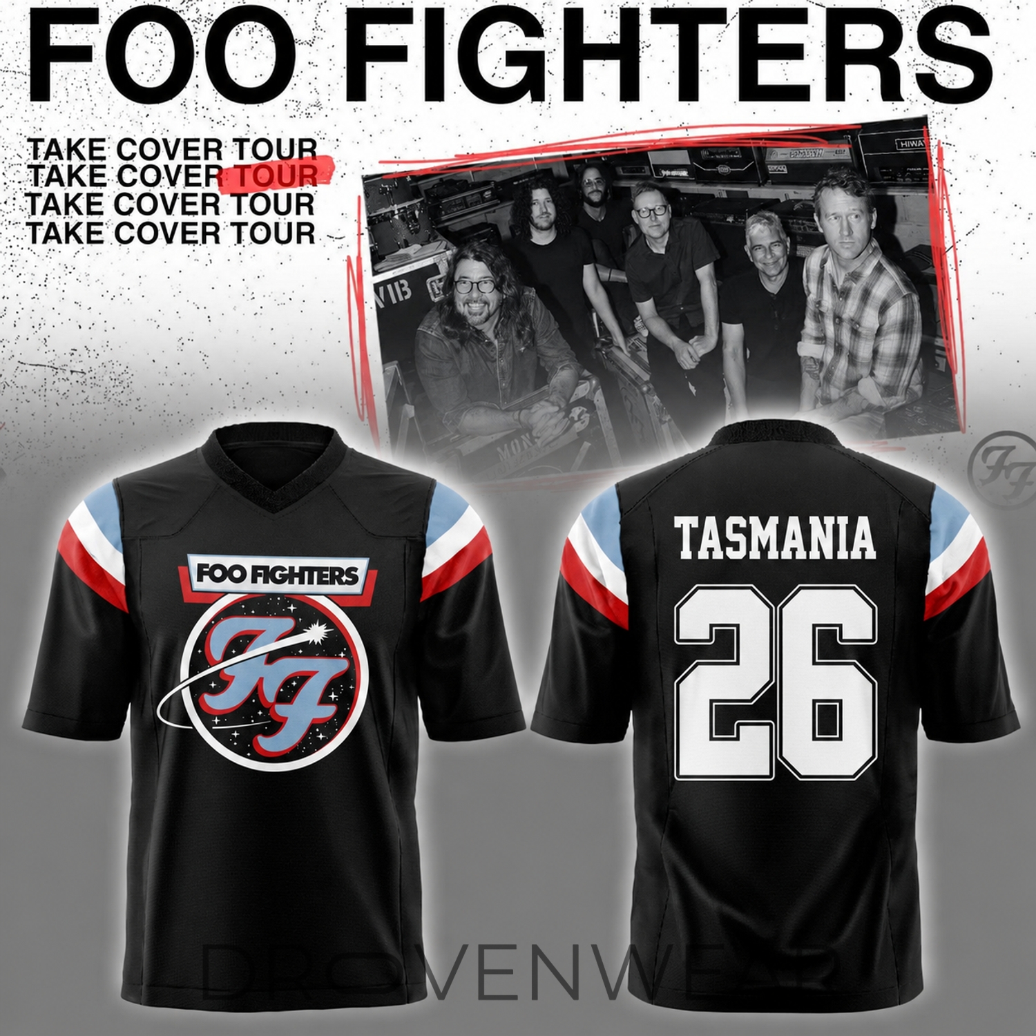 Foo Fighters Take Cover Tour 2026 Limited Edition Football Jersey Foo Fighters Take Cover Tour 2026 Limited Edition Football Jersey