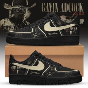 Gavin Adcock Steer Skull distressed Fleece AF1 Shoes by Drovenwear.com