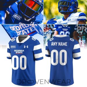 Georgia State Panthers Blue Custom Name Football Jersey 2026 by Drovenwear.com