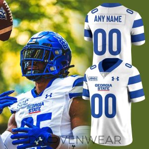 Georgia State Panthers White Custom Name Football Jersey 2026 by Drovenwear.com