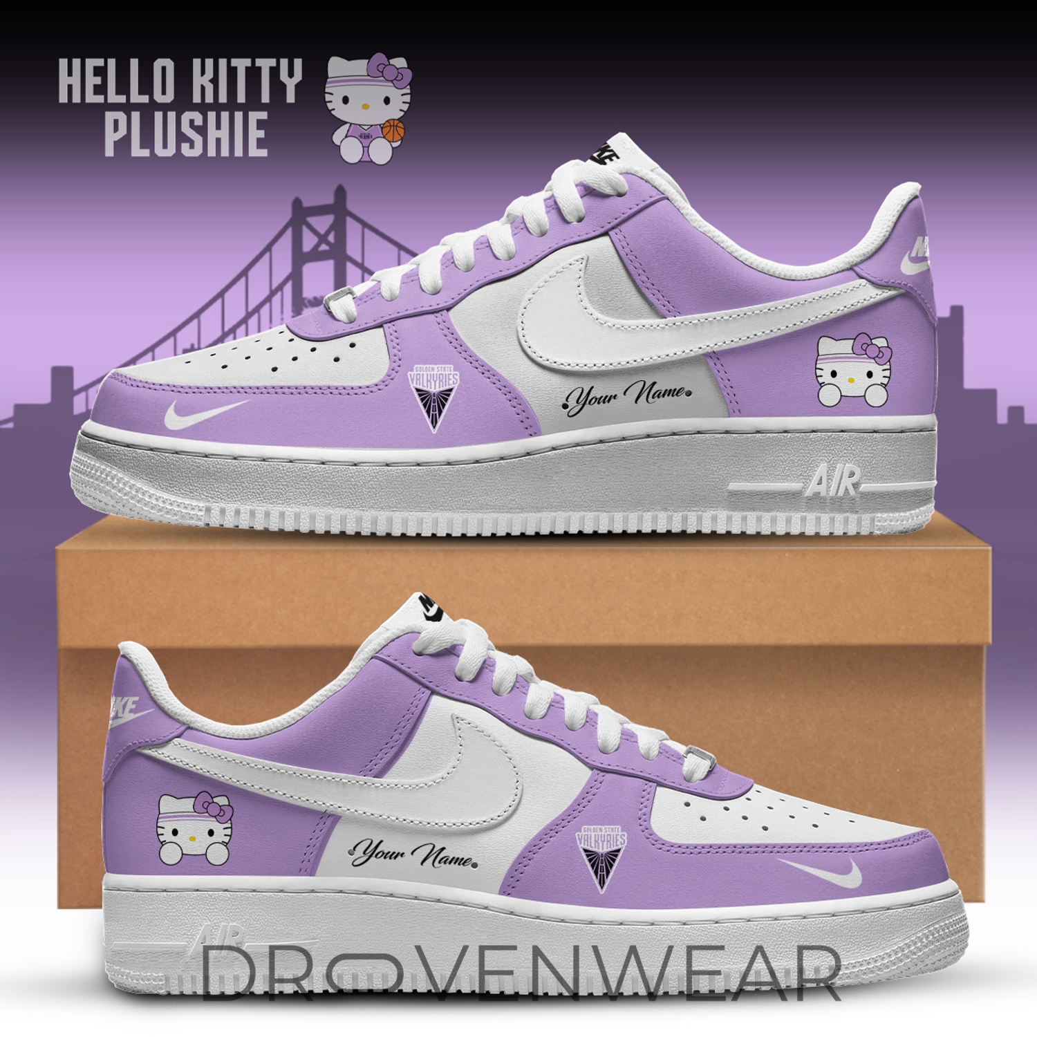 Golden State Valkyries WNBA x Hello Kitty Edition Nike Air Force 1 Low Custom for Fans V4 Golden State Valkyries WNBA x Hello Kitty Edition Nike Air Force 1 Low Custom for Fans V4