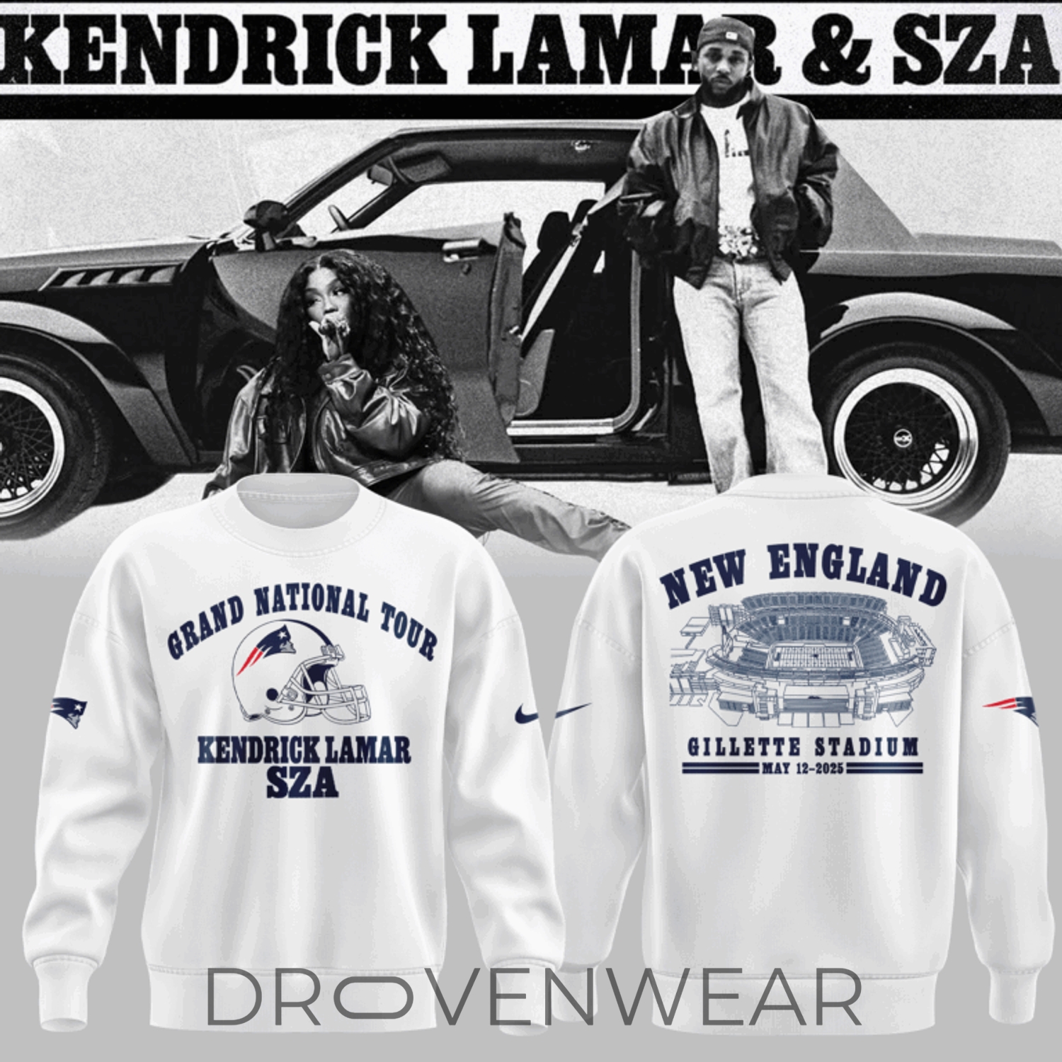 Grand National Tour x New England Patriots Limited Edition White Sweatshirt Grand National Tour x New England Patriots Limited Edition White Sweatshirt