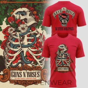 Guns N Roses Nc State Wolfpack Football Red Shirt by Drovenwear.com