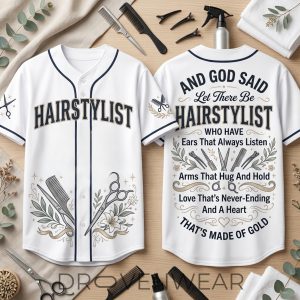 HAIRSTYLIST And God Said Let There Be Baseball Jersey by Drovenwear.com