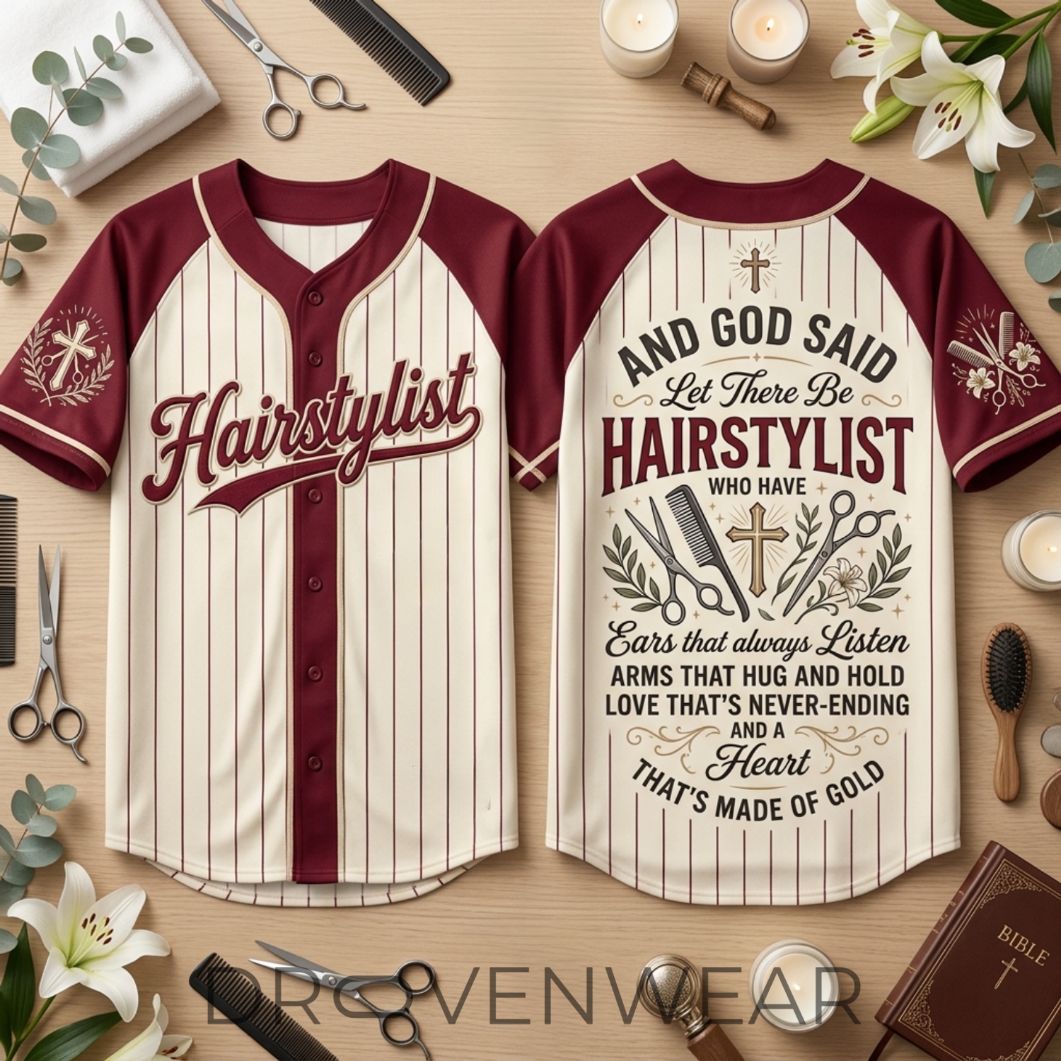 HAIRSTYLIST And God Said Let There Be Baseball Jersey HAIRSTYLIST And God Said Let There Be Baseball Jersey