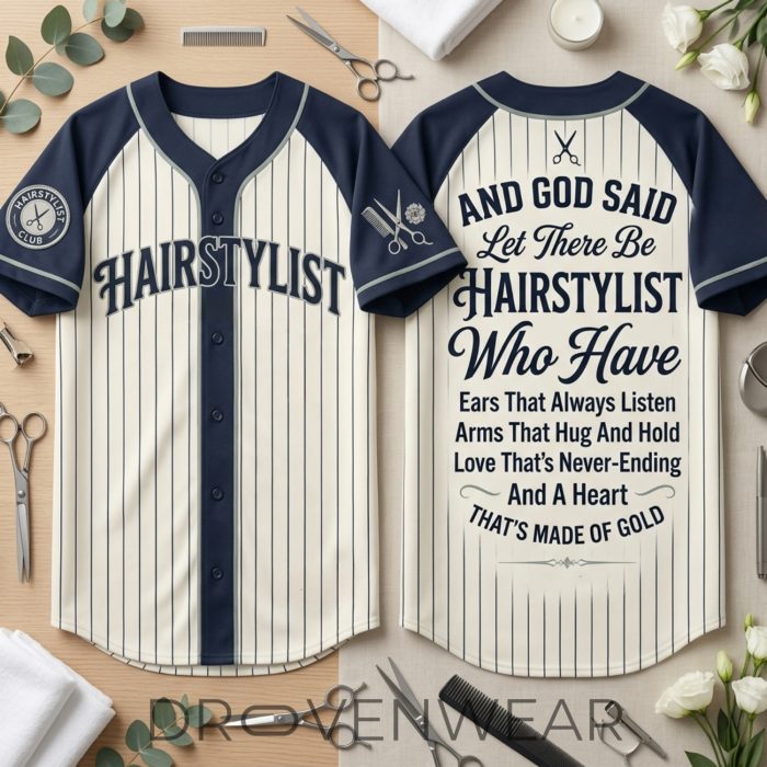 HAIRSTYLIST And God Said Let There Be Baseball Jersey - Image 3