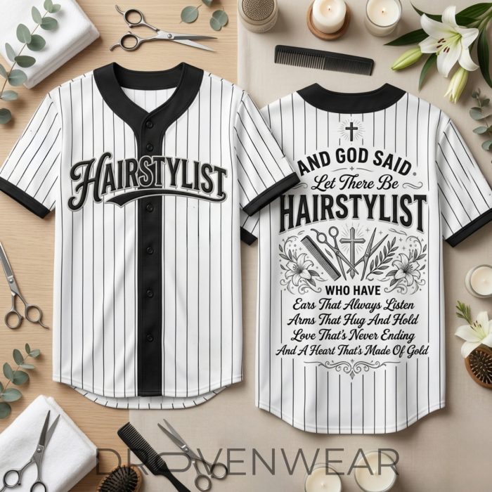 HAIRSTYLIST And God Said Let There Be Baseball Jersey - Image 4