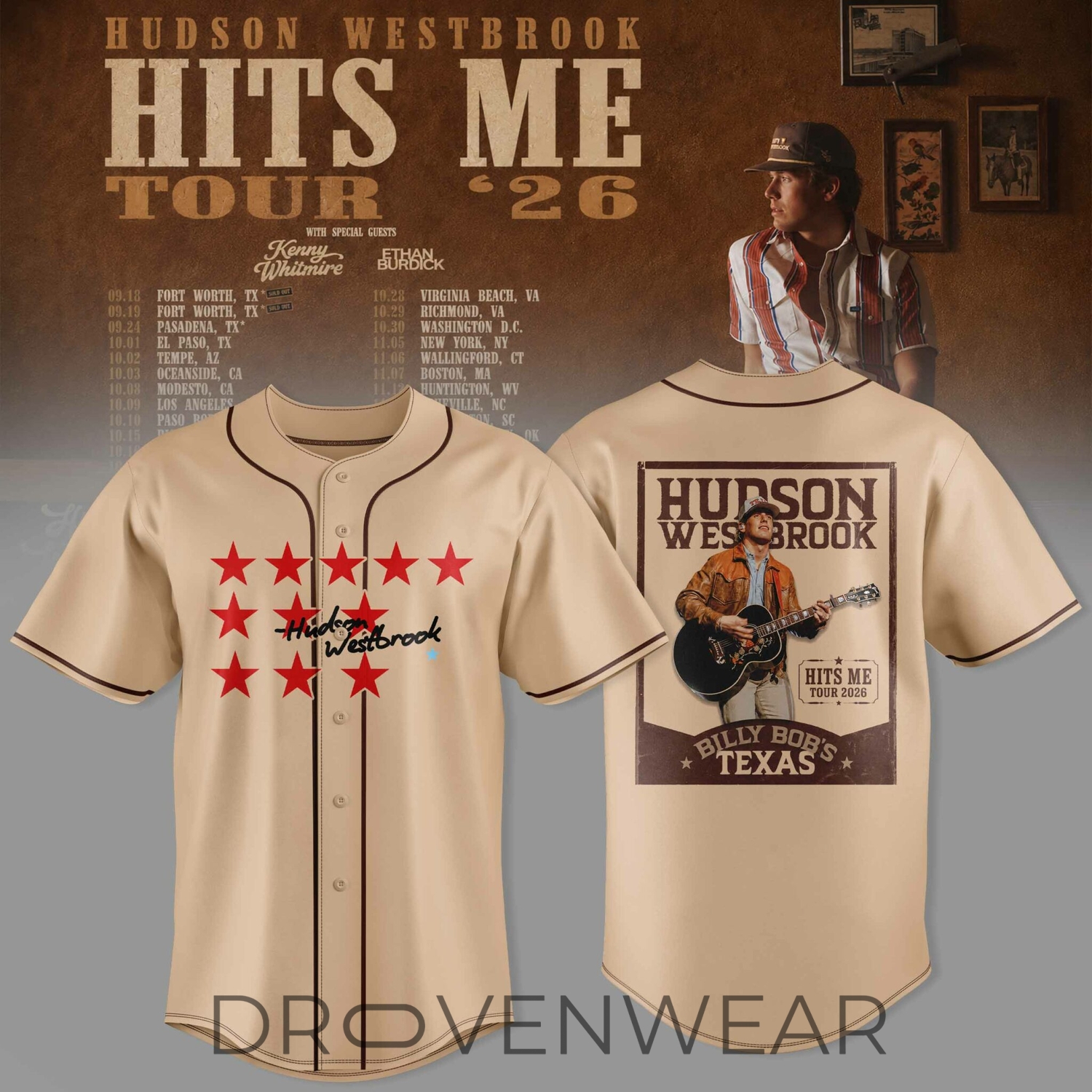 Hudson Westbrook Hits Me Tour '26 Limited Edition Baseball Jersey V2 Hudson Westbrook Hits Me Tour '26 Limited Edition Baseball Jersey V2