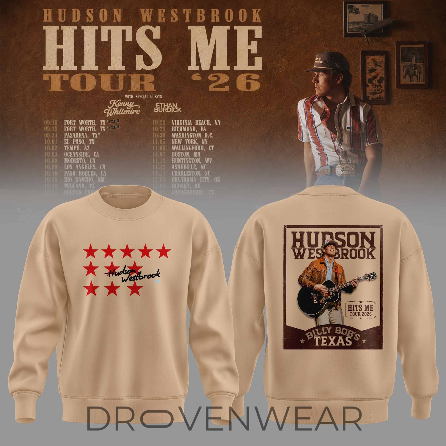 Hudson Westbrook Hits Me Tour '26 Limited Edition Sweatshirt Hudson Westbrook Hits Me Tour '26 Limited Edition Sweatshirt