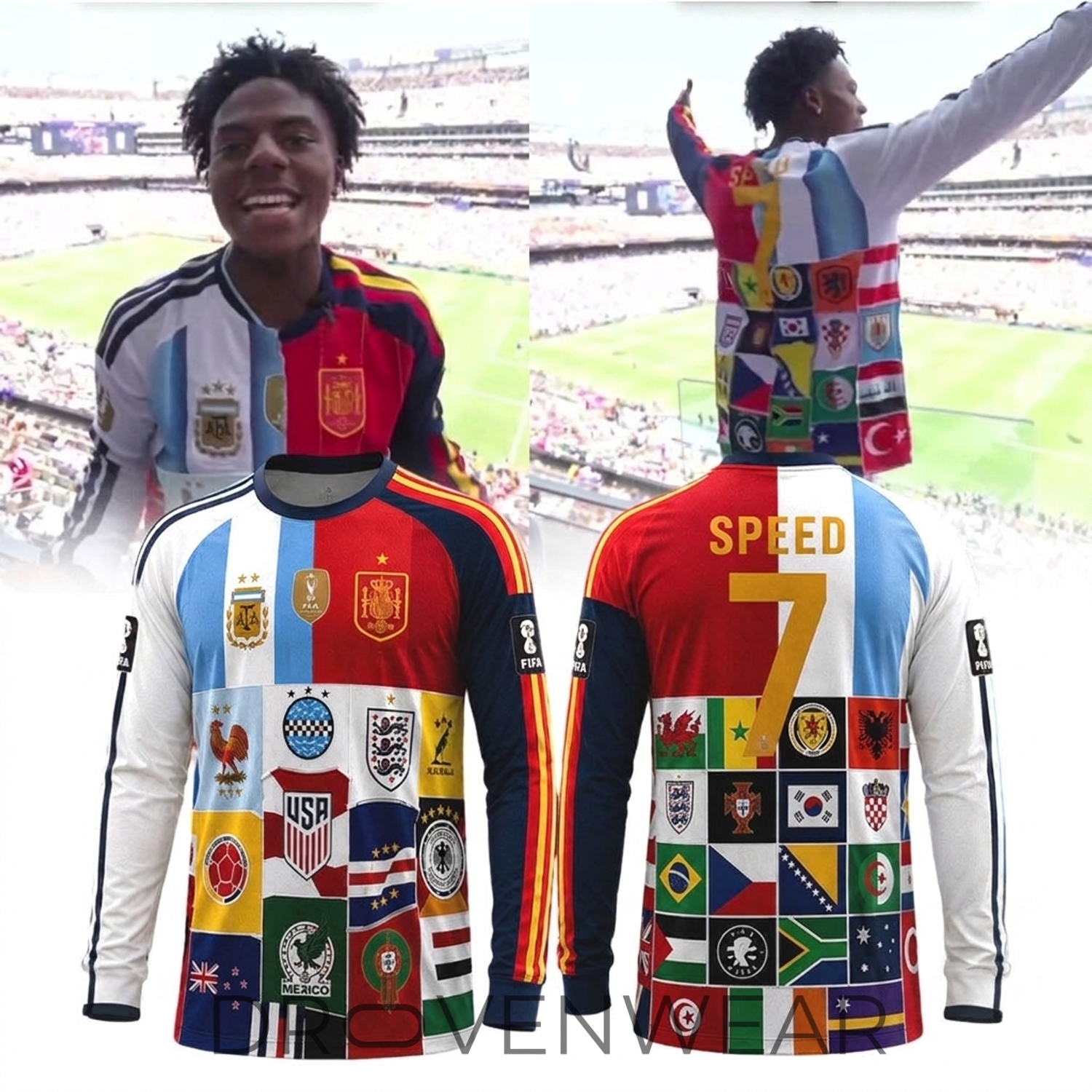 IShowSpeed All Countries FIFA World Cup 2026 Mashup Long Sleeve Jersey IShowSpeed All Countries FIFA World Cup 2026 Mashup Long Sleeve Jersey