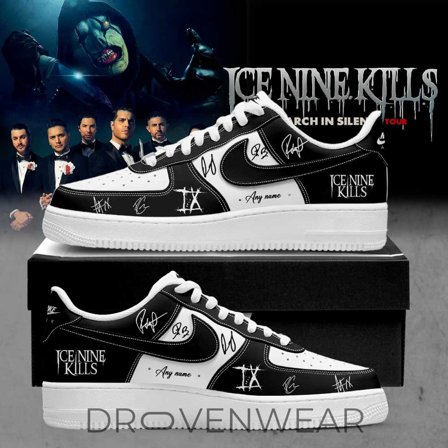 Ice Nine Kills March In Silence Tour Signature Custom Name AF1 Shoes Ice Nine Kills March In Silence Tour Signature Custom Name AF1 Shoes
