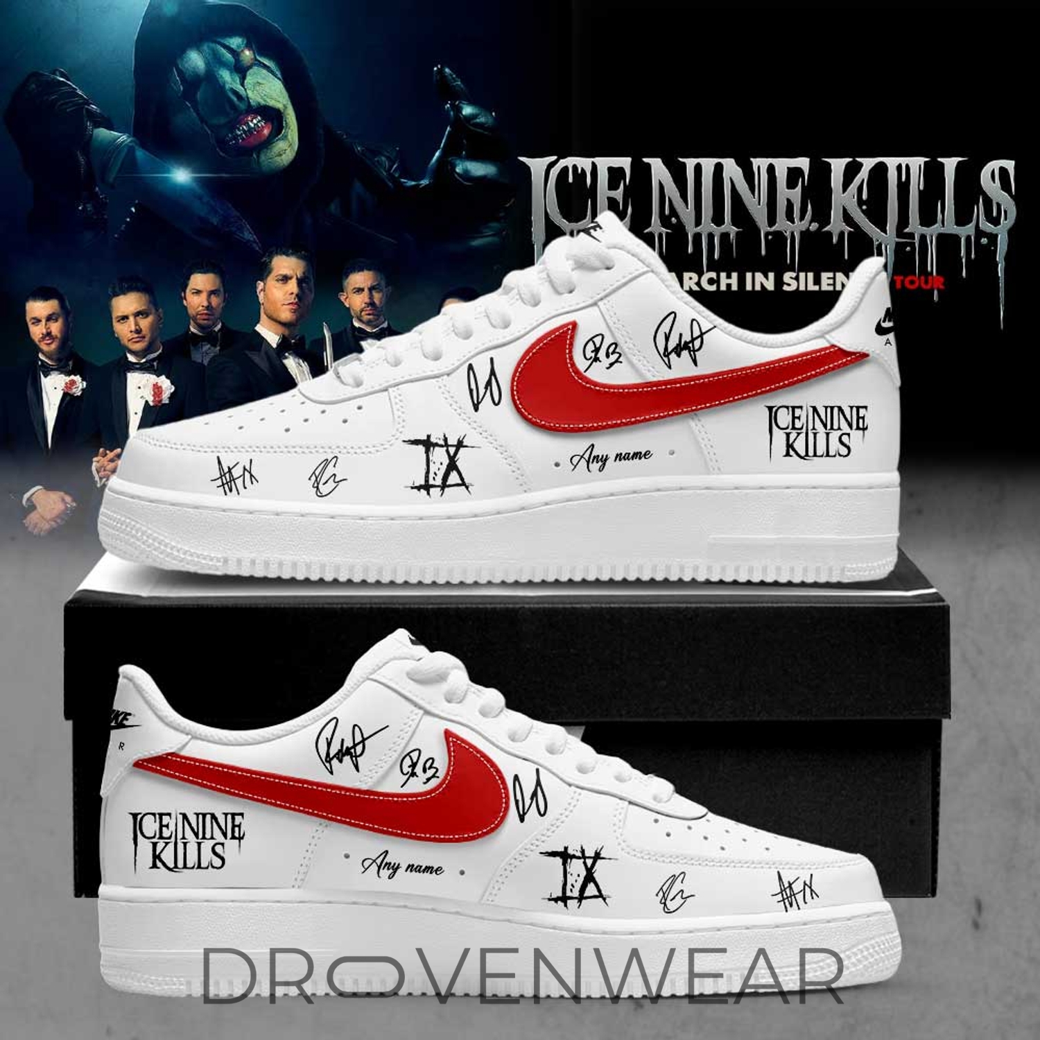 Ice Nine Kills March In Silence Tour Signature Custom Name AF1 Shoes Ice Nine Kills March In Silence Tour Signature Custom Name AF1 Shoes