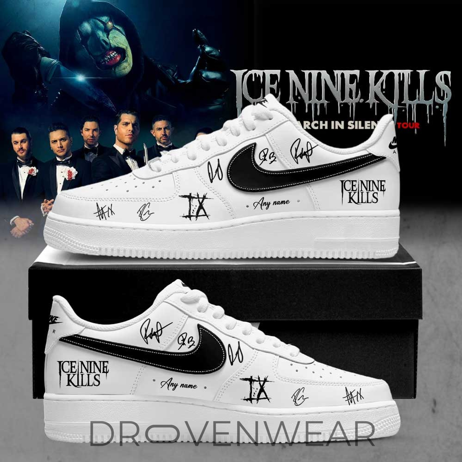 Ice Nine Kills March In Silence Tour Signature Custom Name AF1 Shoes Ice Nine Kills March In Silence Tour Signature Custom Name AF1 Shoes